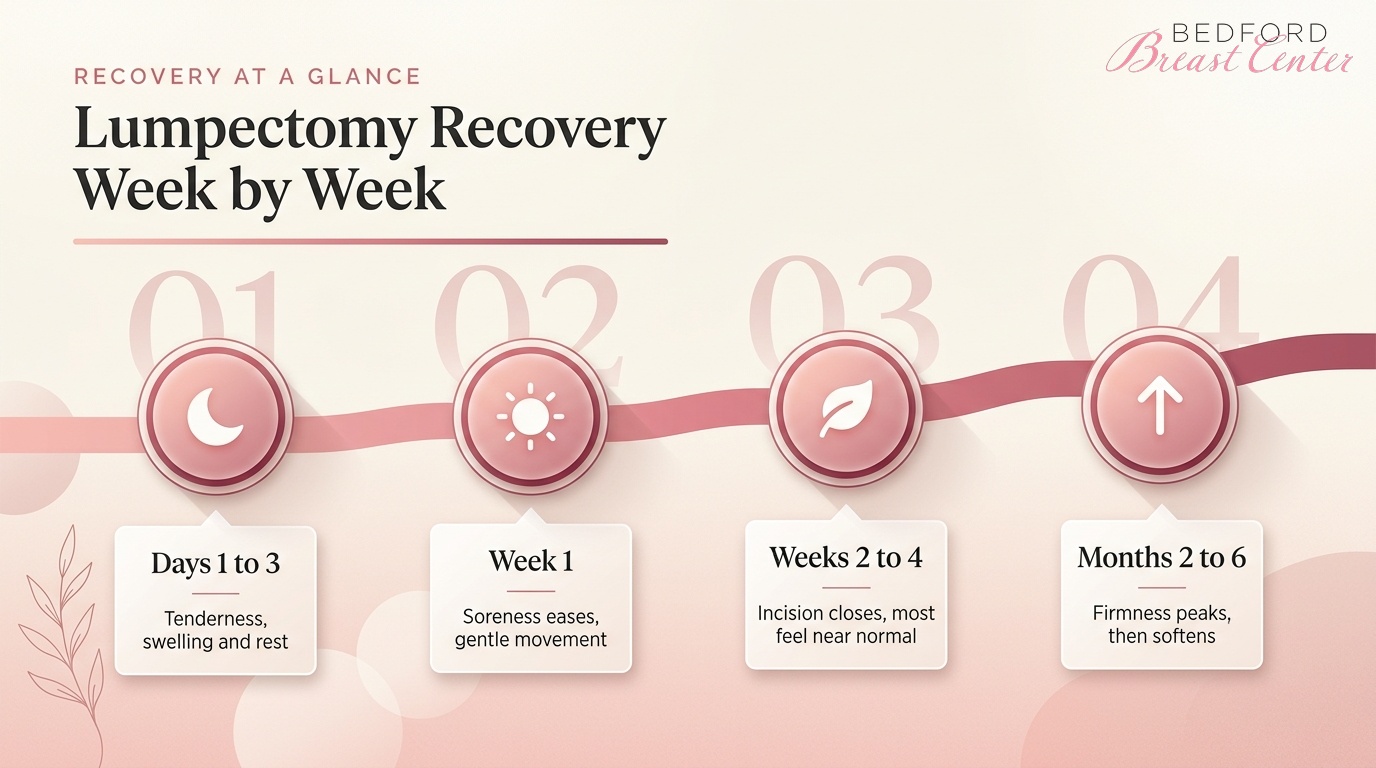 Lumpectomy recovery timeline from first days through six months healing