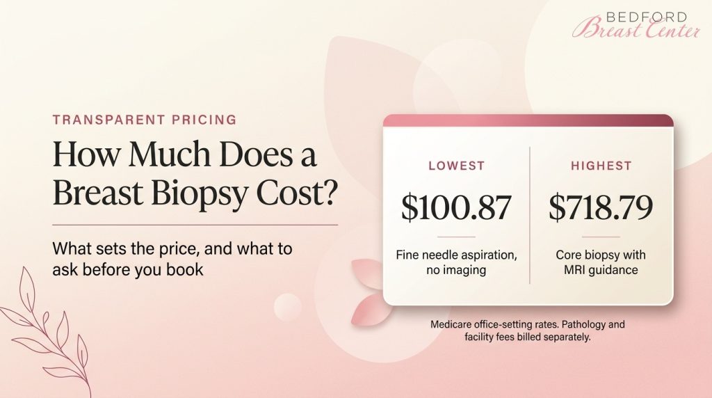 Breast biopsy costs range from fine needle aspiration to MRI-guided core biopsy