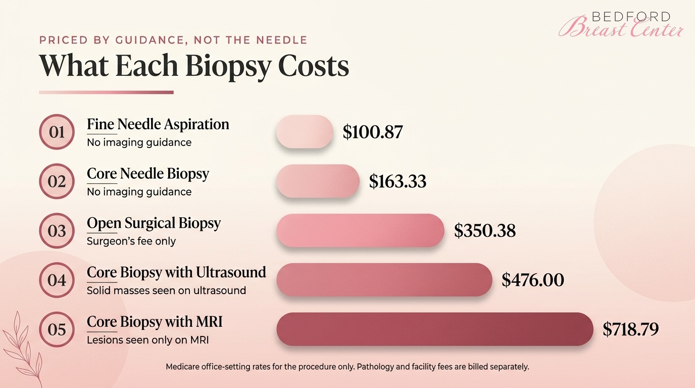 Breast biopsy costs compared by procedure type and imaging guidance used
