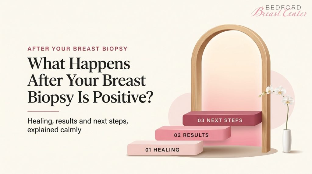 Three steps after biopsy of breast tissue, from healing and results to next steps if your breast biopsy is positive
