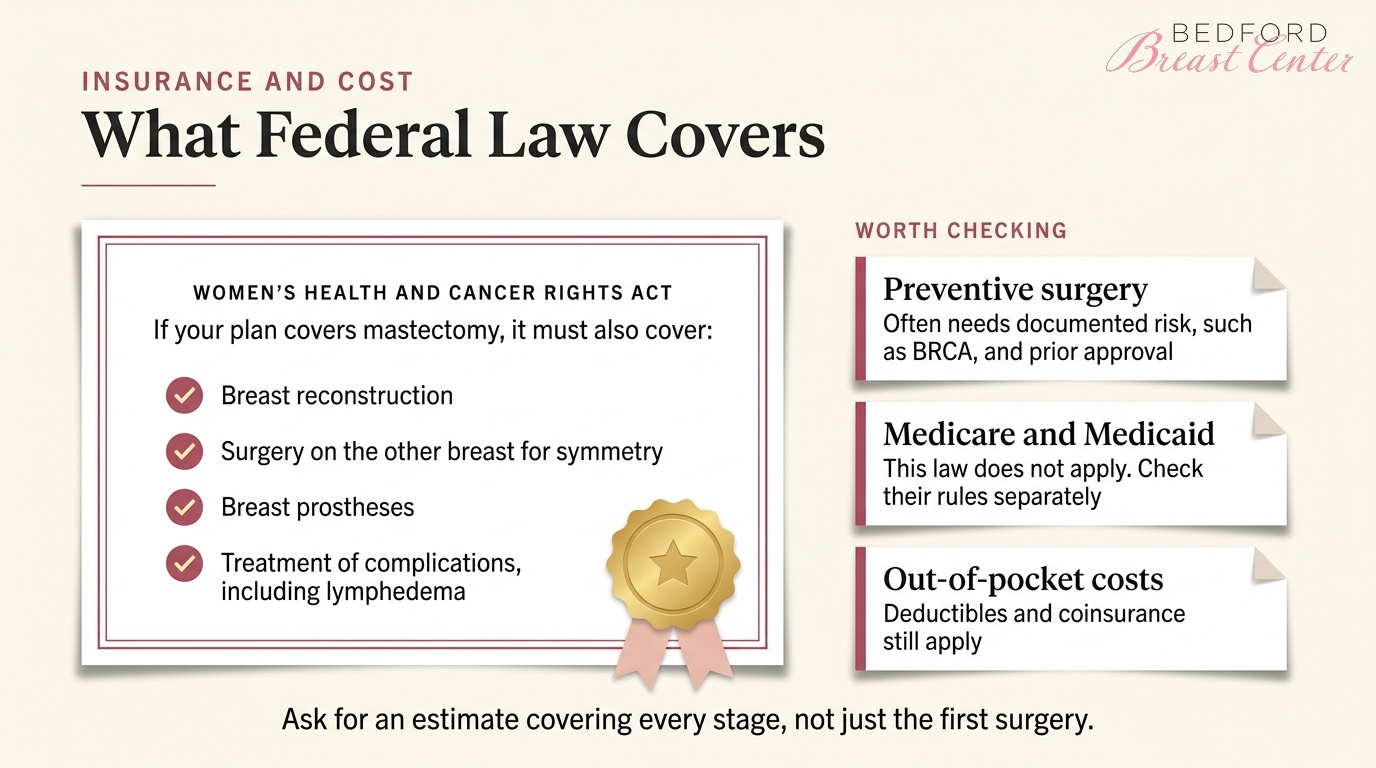 What the Women's Health and Cancer Rights Act requires for double mastectomy with reconstruction insurance coverage